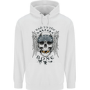 Bad to the Bone Biker Skull Angel Motorbike Childrens Kids Hoodie White