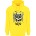 Bad to the Bone Biker Skull Angel Motorbike Childrens Kids Hoodie Yellow