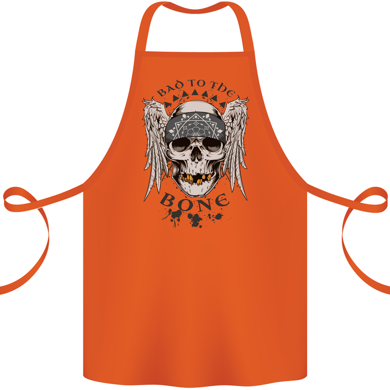 Bad to the Bone Biker Skull Angel Motorbike Cotton Apron 100% Organic Orange