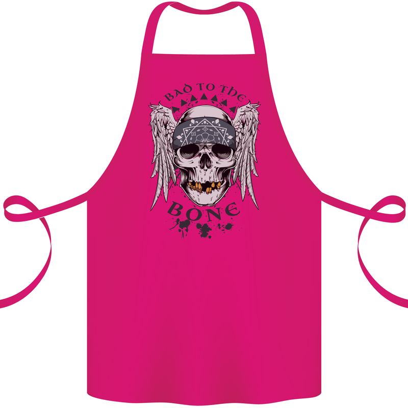 Bad to the Bone Biker Skull Angel Motorbike Cotton Apron 100% Organic Pink