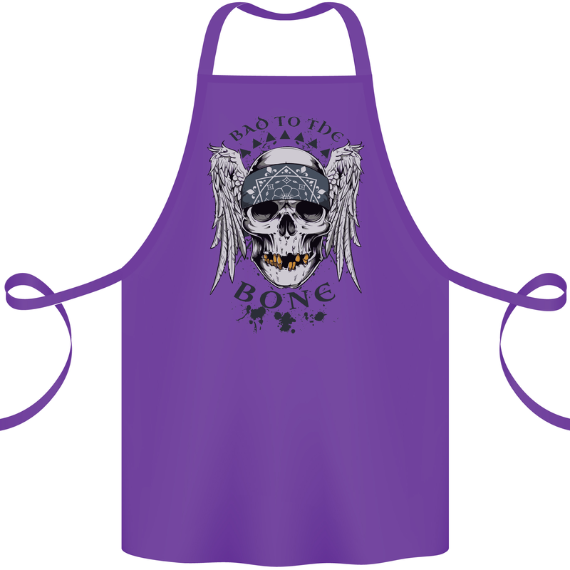 Bad to the Bone Biker Skull Angel Motorbike Cotton Apron 100% Organic Purple
