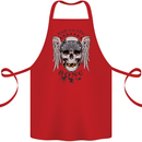Bad to the Bone Biker Skull Angel Motorbike Cotton Apron 100% Organic Red