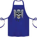 Bad to the Bone Biker Skull Angel Motorbike Cotton Apron 100% Organic Royal Blue
