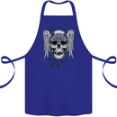Bad to the Bone Biker Skull Angel Motorbike Cotton Apron 100% Organic Royal Blue
