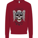 Bad to the Bone Biker Skull Angel Motorbike Kids Sweatshirt Jumper Red