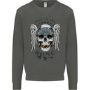 Bad to the Bone Biker Skull Angel Motorbike Kids Sweatshirt Jumper Storm Grey
