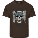 Bad to the Bone Biker Skull Angel Motorbike Kids T-Shirt Childrens Chocolate