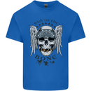 Bad to the Bone Biker Skull Angel Motorbike Kids T-Shirt Childrens Royal Blue