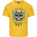 Bad to the Bone Biker Skull Angel Motorbike Kids T-Shirt Childrens Yellow