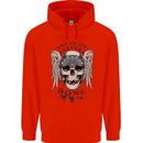 Bad to the Bone Biker Skull Angel Motorbike Mens 80% Cotton Hoodie Bright Red