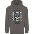 Bad to the Bone Biker Skull Angel Motorbike Mens 80% Cotton Hoodie Charcoal