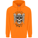 Bad to the Bone Biker Skull Angel Motorbike Mens 80% Cotton Hoodie Orange
