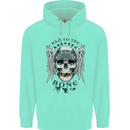 Bad to the Bone Biker Skull Angel Motorbike Mens 80% Cotton Hoodie Peppermint