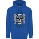 Bad to the Bone Biker Skull Angel Motorbike Mens 80% Cotton Hoodie Royal Blue