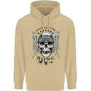 Bad to the Bone Biker Skull Angel Motorbike Mens 80% Cotton Hoodie Sand