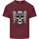 Bad to the Bone Biker Skull Angel Motorbike Mens Cotton T-Shirt Tee Top Maroon