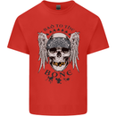 Bad to the Bone Biker Skull Angel Motorbike Mens Cotton T-Shirt Tee Top Red