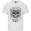 Bad to the Bone Biker Skull Angel Motorbike Mens Cotton T-Shirt Tee Top White