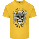Bad to the Bone Biker Skull Angel Motorbike Mens Cotton T-Shirt Tee Top Yellow