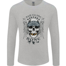Bad to the Bone Biker Skull Angel Motorbike Mens Long Sleeve T-Shirt Sports Grey