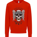 Bad to the Bone Biker Skull Angel Motorbike Mens Sweatshirt Jumper Bright Red