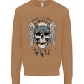 Bad to the Bone Biker Skull Angel Motorbike Mens Sweatshirt Jumper Caramel Latte