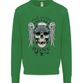 Bad to the Bone Biker Skull Angel Motorbike Mens Sweatshirt Jumper Irish Green