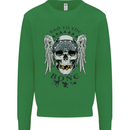 Bad to the Bone Biker Skull Angel Motorbike Mens Sweatshirt Jumper Irish Green