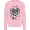 Bad to the Bone Biker Skull Angel Motorbike Mens Sweatshirt Jumper Light Pink