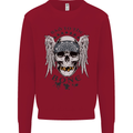 Bad to the Bone Biker Skull Angel Motorbike Mens Sweatshirt Jumper Red