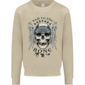 Bad to the Bone Biker Skull Angel Motorbike Mens Sweatshirt Jumper Sand
