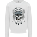 Bad to the Bone Biker Skull Angel Motorbike Mens Sweatshirt Jumper White