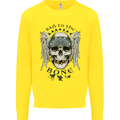 Bad to the Bone Biker Skull Angel Motorbike Mens Sweatshirt Jumper Yellow