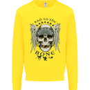 Bad to the Bone Biker Skull Angel Motorbike Mens Sweatshirt Jumper Yellow