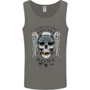 Bad to the Bone Biker Skull Angel Motorbike Mens Vest Tank Top Charcoal
