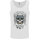 Bad to the Bone Biker Skull Angel Motorbike Mens Vest Tank Top White
