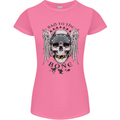 Bad to the Bone Biker Skull Angel Motorbike Womens Petite Cut T-Shirt Azalea