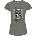 Bad to the Bone Biker Skull Angel Motorbike Womens Petite Cut T-Shirt Charcoal