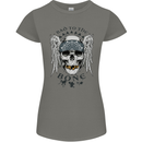 Bad to the Bone Biker Skull Angel Motorbike Womens Petite Cut T-Shirt Charcoal