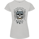 Bad to the Bone Biker Skull Angel Motorbike Womens Petite Cut T-Shirt Sports Grey