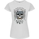 Bad to the Bone Biker Skull Angel Motorbike Womens Petite Cut T-Shirt White