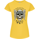 Bad to the Bone Biker Skull Angel Motorbike Womens Petite Cut T-Shirt Yellow