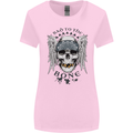 Bad to the Bone Biker Skull Angel Motorbike Womens Wider Cut T-Shirt Light Pink