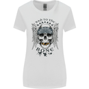 Bad to the Bone Biker Skull Angel Motorbike Womens Wider Cut T-Shirt White