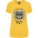 Bad to the Bone Biker Skull Angel Motorbike Womens Wider Cut T-Shirt Yellow