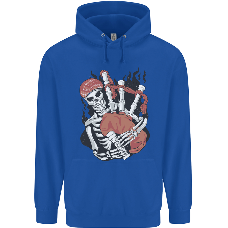 Bagpipes Skeleton Childrens Kids Hoodie Royal Blue