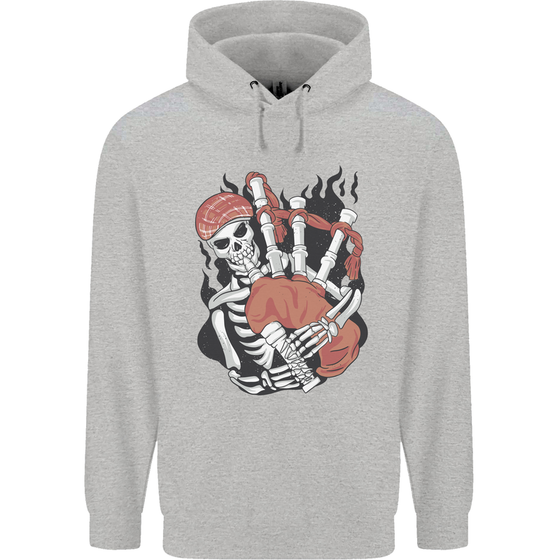 Bagpipes Skeleton Childrens Kids Hoodie Sports Grey