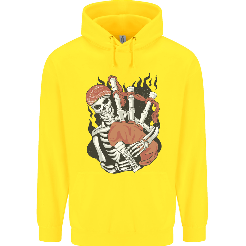 Bagpipes Skeleton Childrens Kids Hoodie Yellow