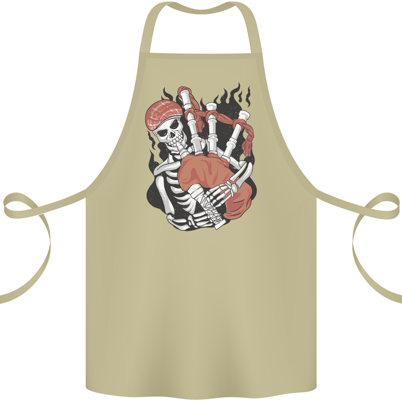 Bagpipes Skeleton Cotton Apron 100% Organic Khaki
