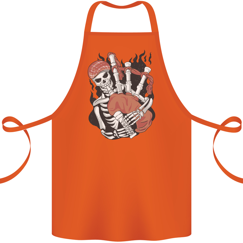 Bagpipes Skeleton Cotton Apron 100% Organic Orange